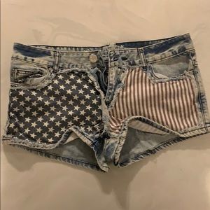 American Flag Denim Shorts